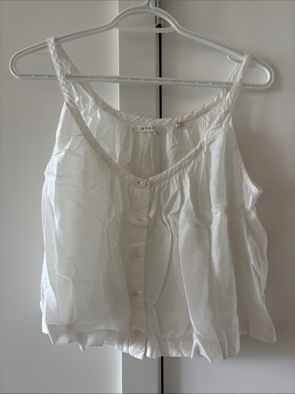 Doen White Button-Front Cotton Camisole
